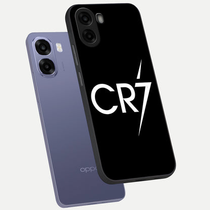  CR7 Elite Strike phone case For Oppo A6s showing premium glass back cover with detailed artwork