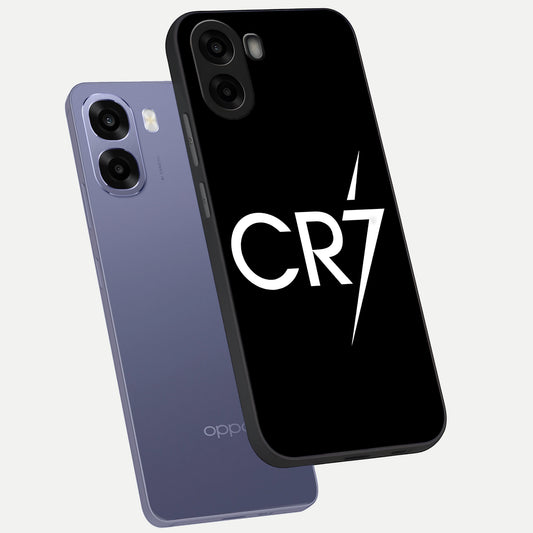  CR7 Elite Strike phone case For Oppo A6s showing premium glass back cover with detailed artwork