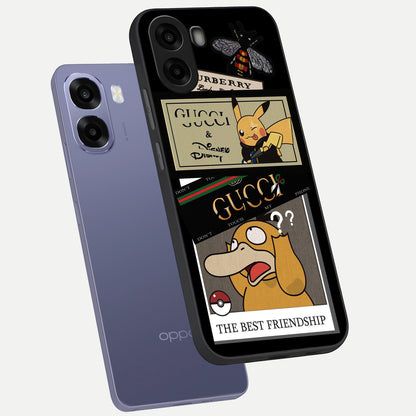  Cartoon Brand Play Mashup phone case For Oppo A6s showing premium glass back cover with detailed artwork