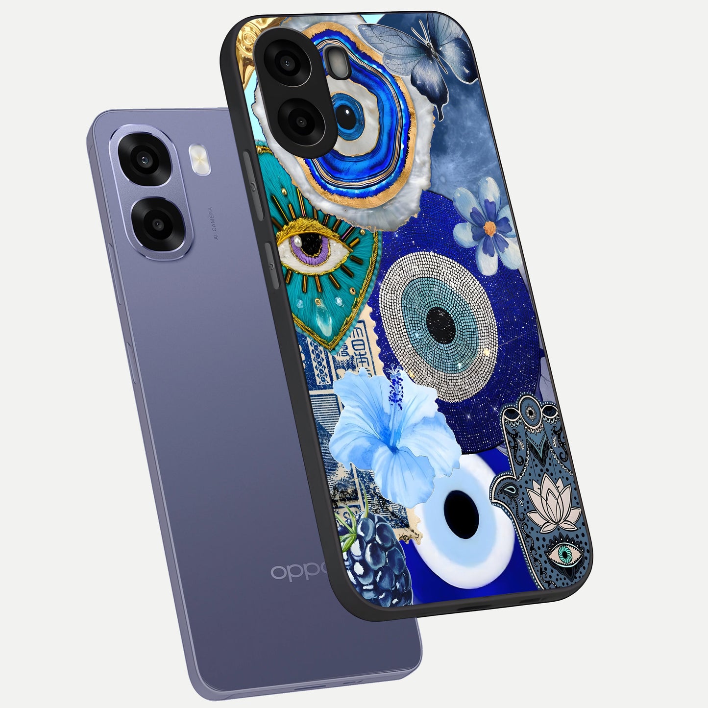  Celestial Blue Vision phone case For Oppo A6s showing premium glass back cover with detailed artwork