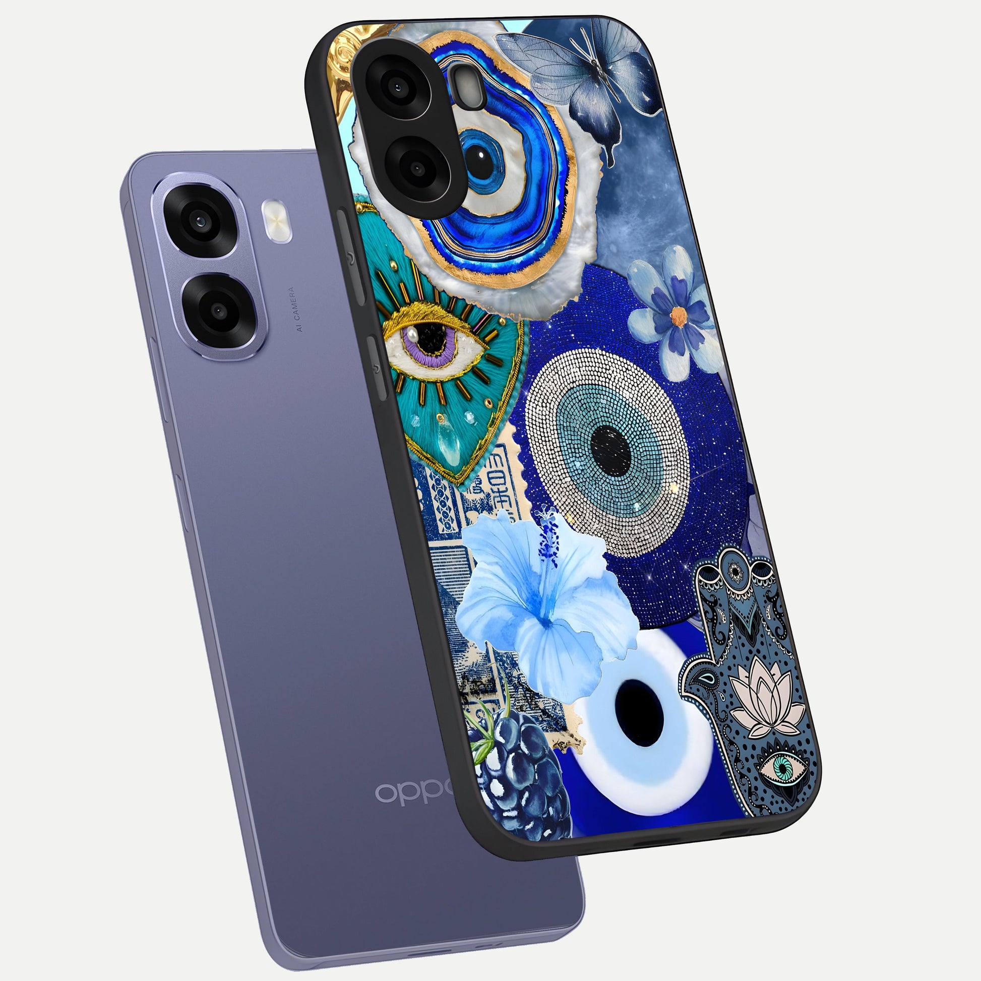  Celestial Blue Vision phone case For Oppo A6s showing premium glass back cover with detailed artwork