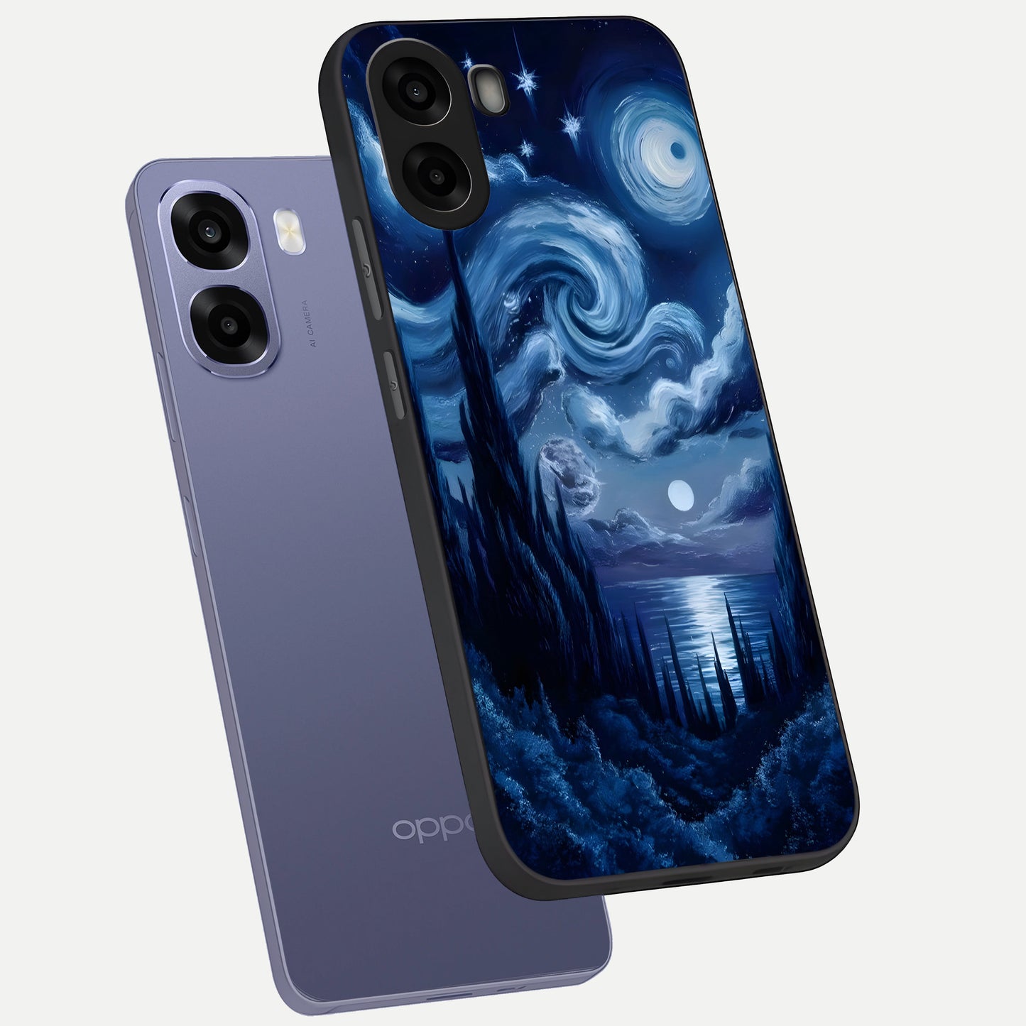  Celestial Dream Van Gogh phone case For Oppo A6s showing premium glass back cover with detailed artwork