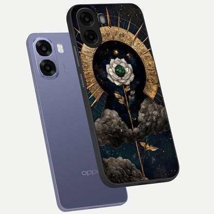  Celestial Lotus Morang phone case For Oppo A6s showing premium glass back cover with detailed artwork