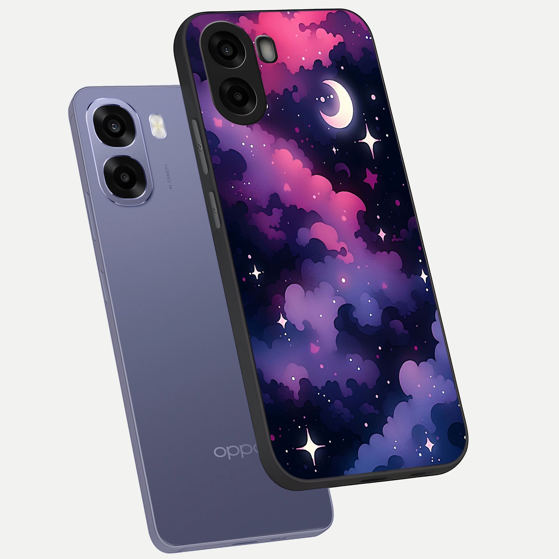  Celestial Moon Magic phone case For Oppo A6s showing premium glass back cover with detailed artwork