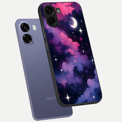  Celestial Moon Magic phone case For Oppo A6s showing premium glass back cover with detailed artwork