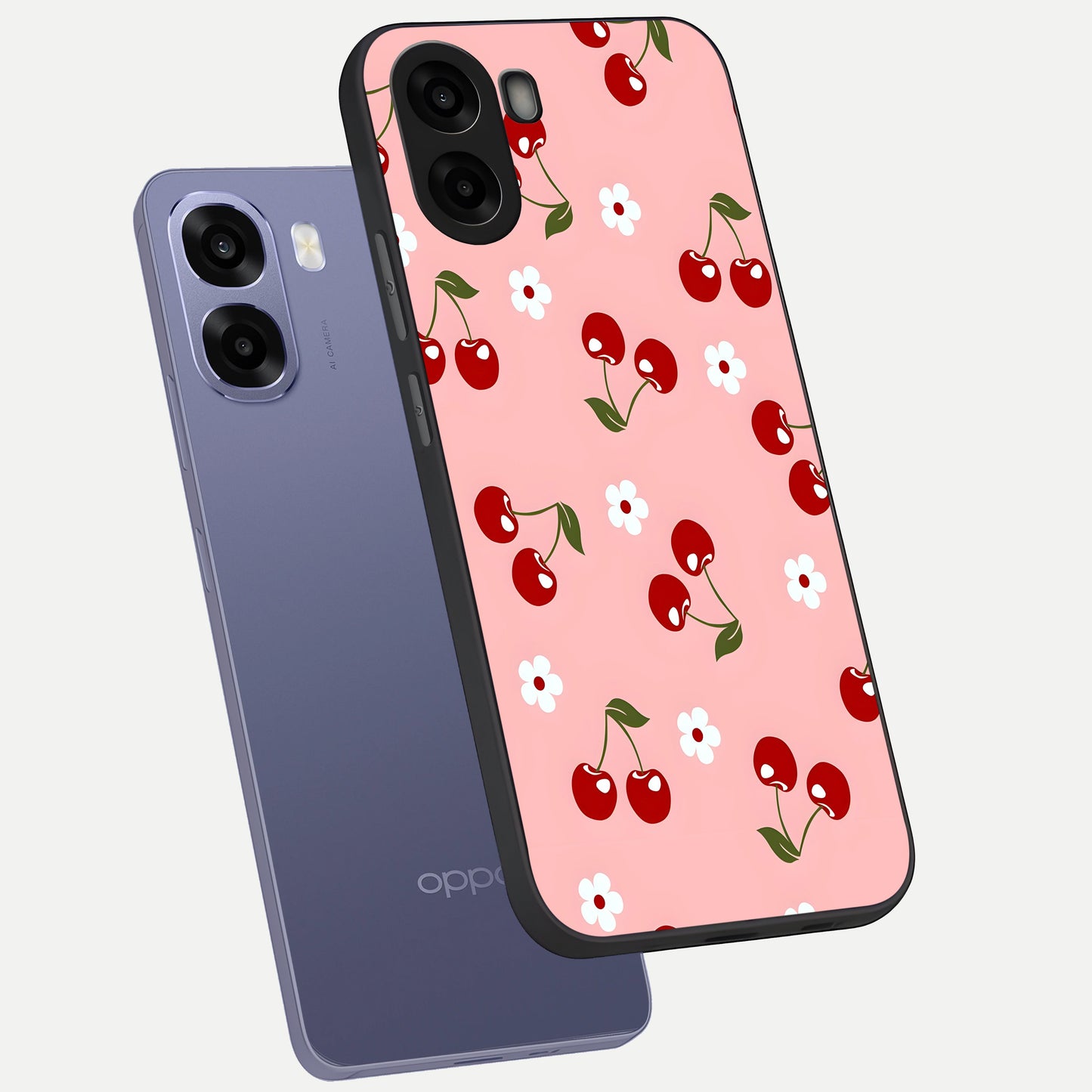  Cherry Love Mood phone case For Oppo A6s showing premium glass back cover with detailed artwork