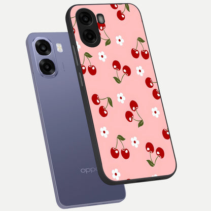  Cherry Love Mood phone case For Oppo A6s showing premium glass back cover with detailed artwork