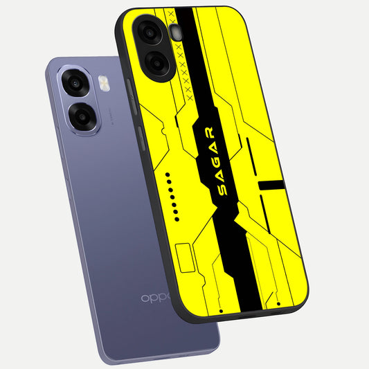  Circuit CYBERPUNK Custom Name phone case For Oppo A6s showing premium glass back cover with detailed artwork