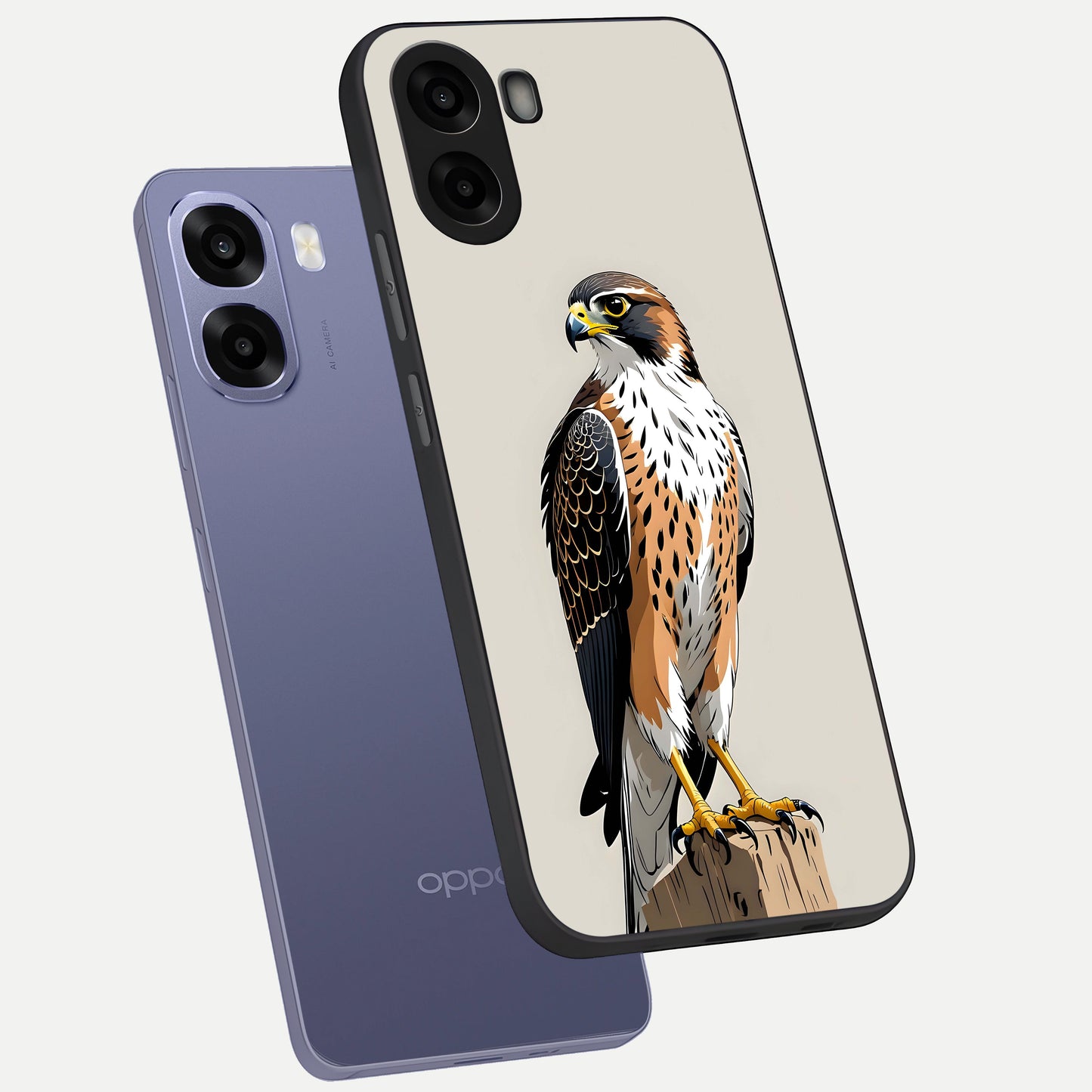  Clever Eagle phone case For Oppo A6s showing premium glass back cover with detailed artwork