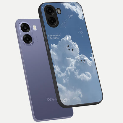  Cloud Bunny Dreams phone case For Oppo A6s showing premium glass back cover with detailed artwork