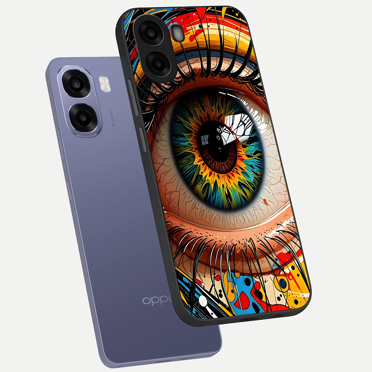  Colorful Eye phone case For Oppo A6s showing premium glass back cover with detailed artwork