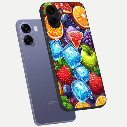  Colorful Fruits with Ice phone case For Oppo A6s showing premium glass back cover with detailed artwork