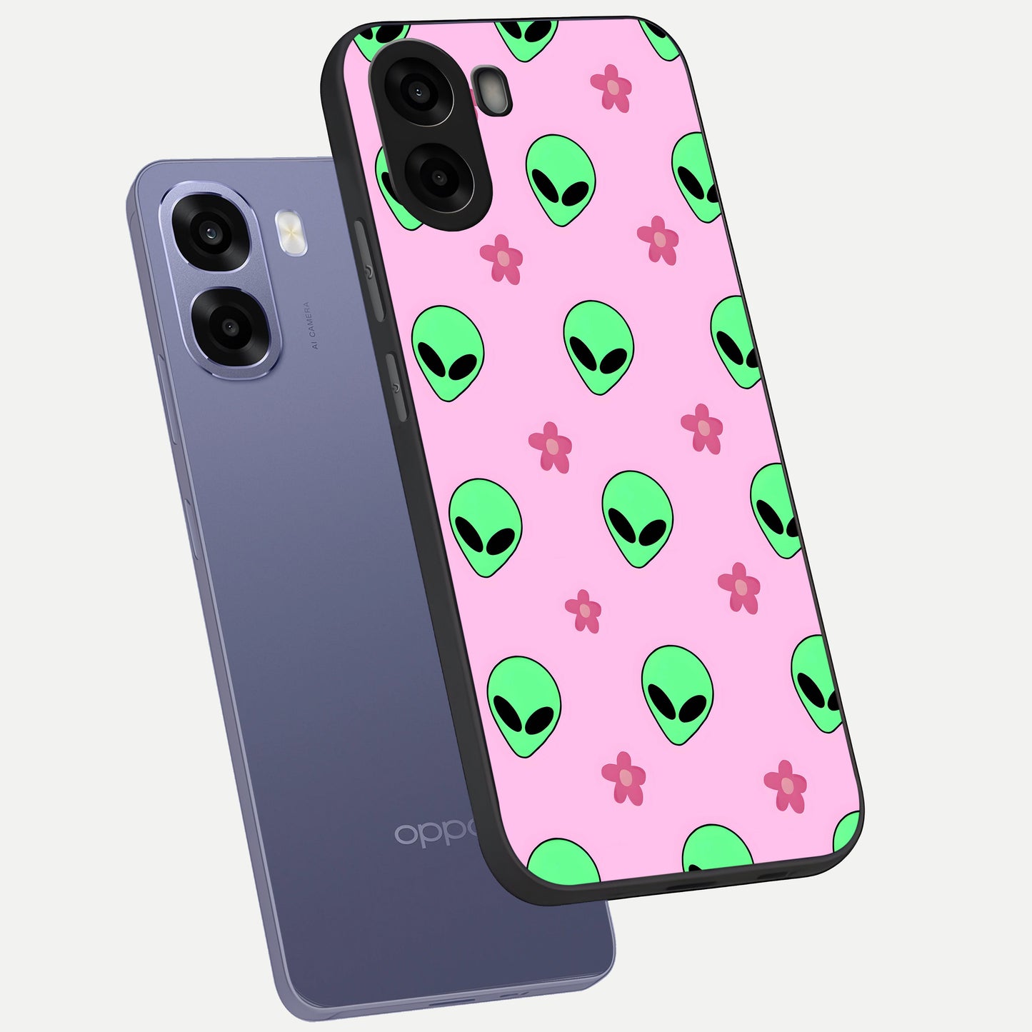  Cosmic Cute Crush phone case For Oppo A6s showing premium glass back cover with detailed artwork