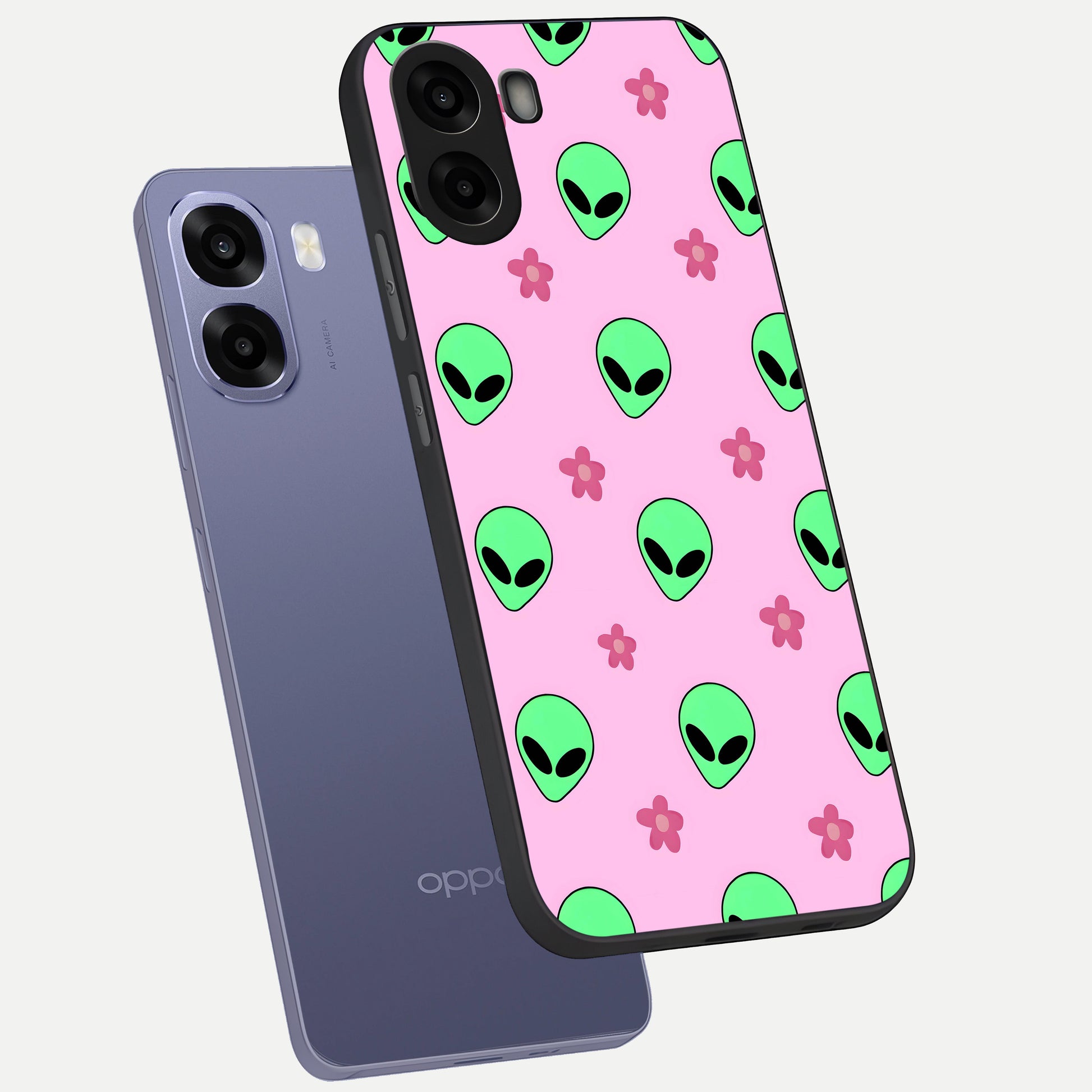  Cosmic Cute Crush phone case For Oppo A6s showing premium glass back cover with detailed artwork
