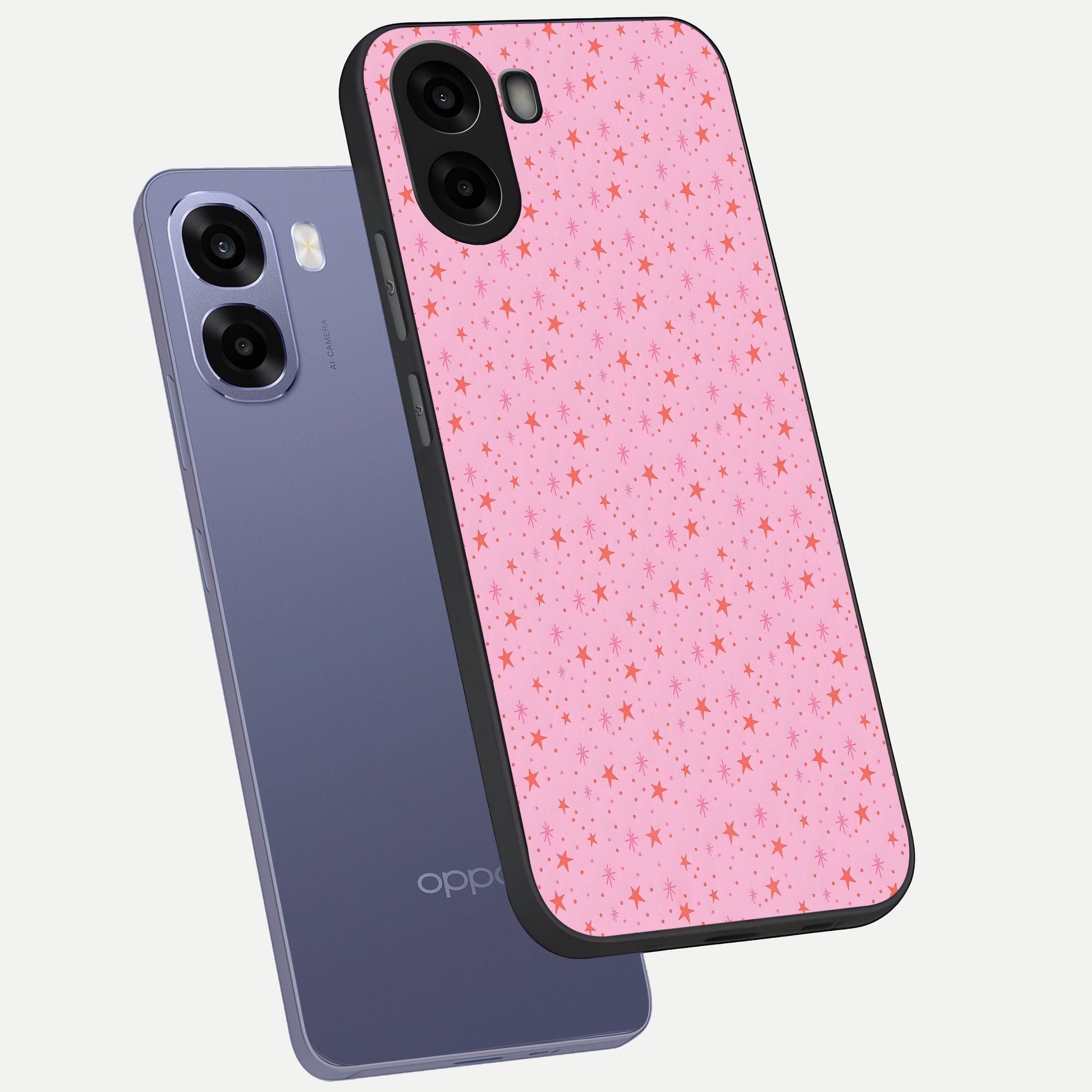  Cosmic Pink Sparkle phone case For Oppo A6s showing premium glass back cover with detailed artwork