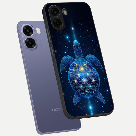  Crimson Blue Turtle phone case For Oppo A6s showing premium glass back cover with detailed artwork