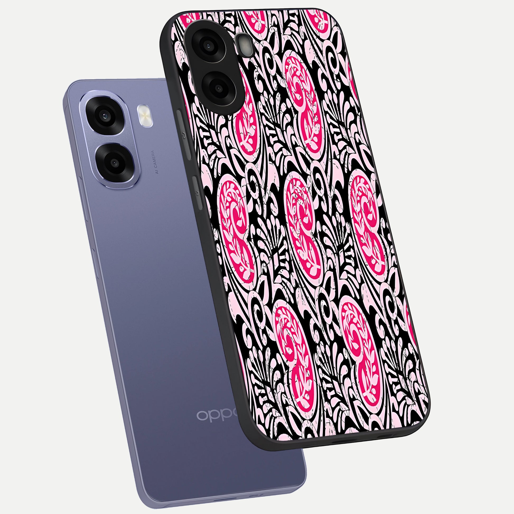  Crimson Paisley Charm phone case For Oppo A6s showing premium glass back cover with detailed artwork