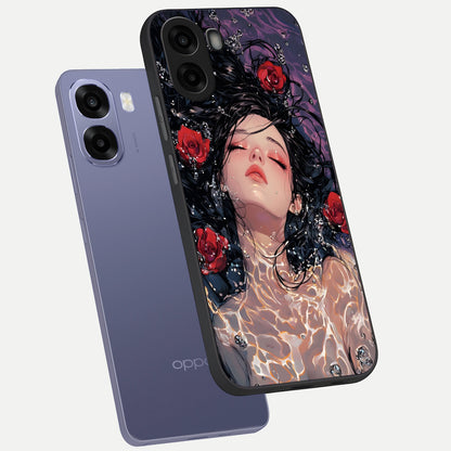  Crimson Rose Serenity phone case For Oppo A6s showing premium glass back cover with detailed artwork