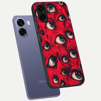  Crimson Watch Eyes phone case For Oppo A6s showing premium glass back cover with detailed artwork