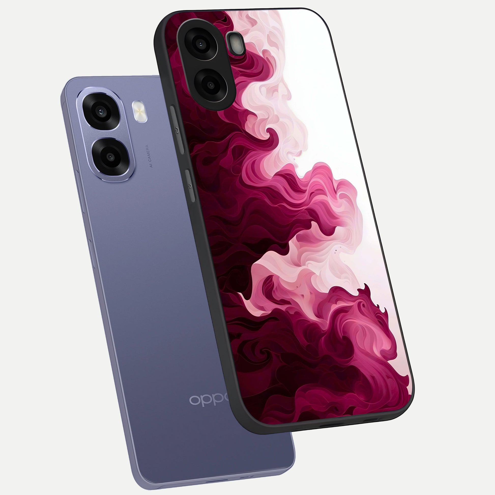  Crimson Wave Flow phone case For Oppo A6s showing premium glass back cover with detailed artwork