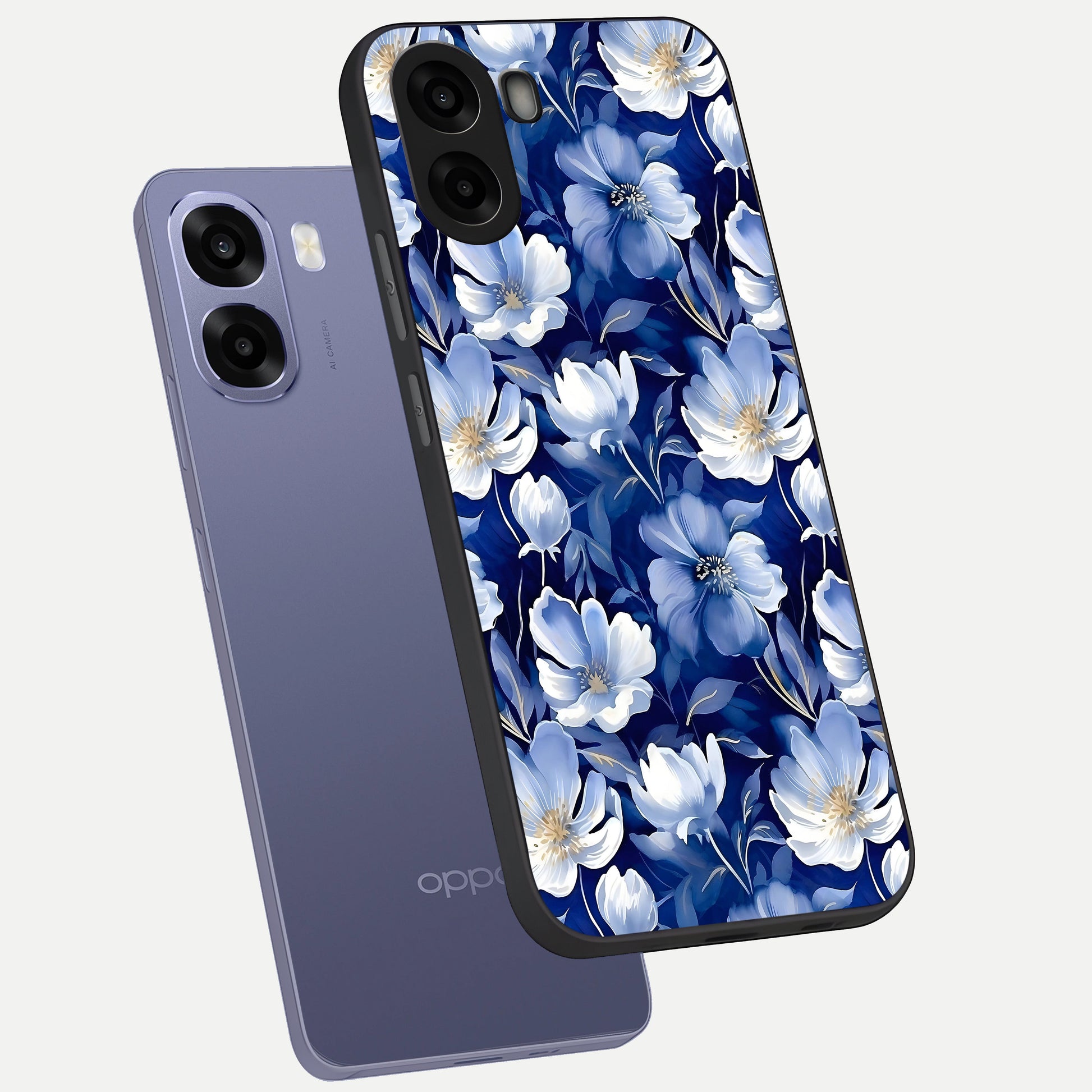  Cute Floral Patterns phone case For Oppo A6s showing premium glass back cover with detailed artwork