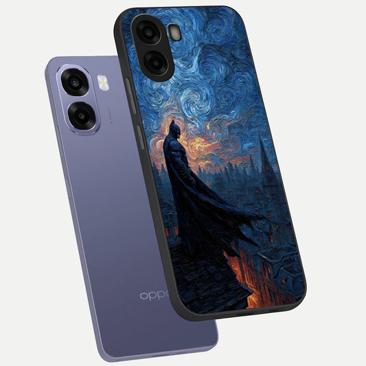  Dark Knight Dusk phone case For Oppo A6s showing premium glass back cover with detailed artwork