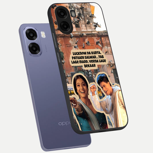  Desi Retro Vibes phone case For Oppo A6s showing premium glass back cover with detailed artwork