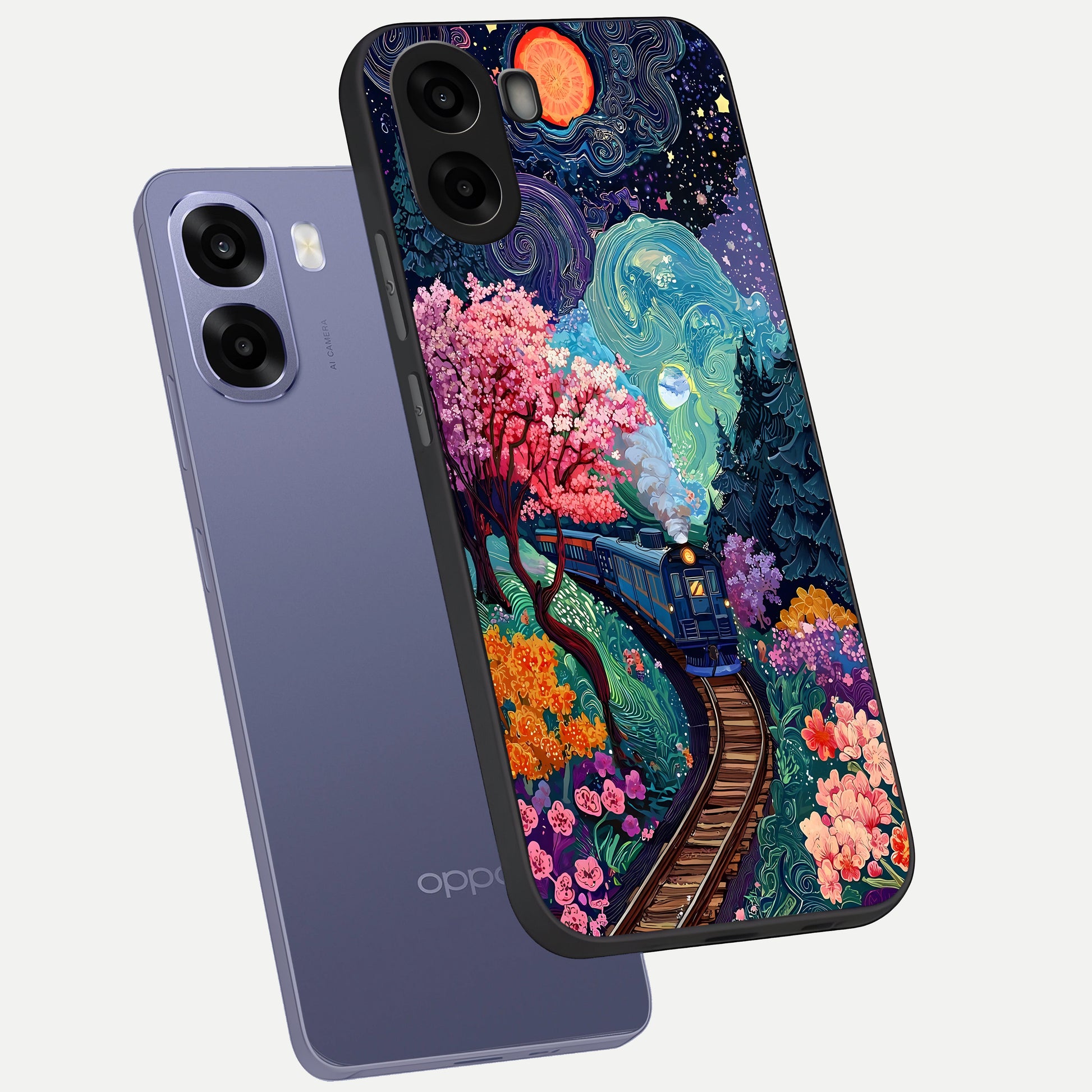  Digital Art phone case For Oppo A6s showing premium glass back cover with detailed artwork