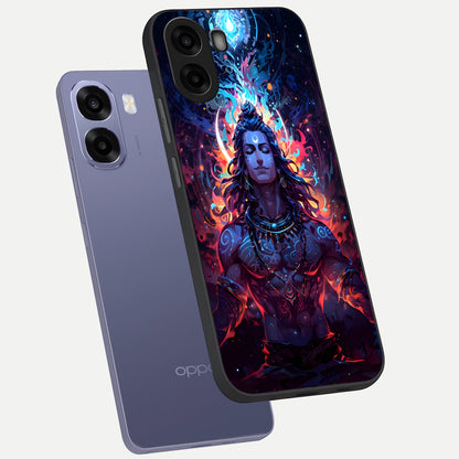  Divine Fire Shiv phone case For Oppo A6s showing premium glass back cover with detailed artwork