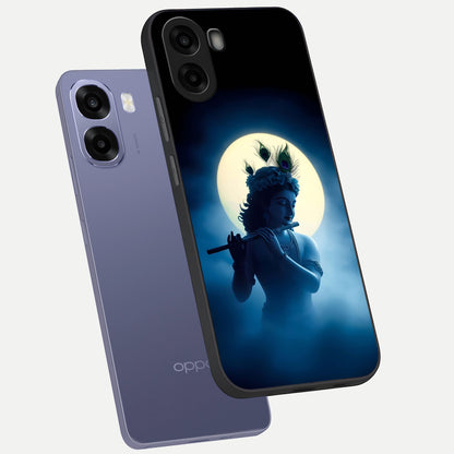  Divine Moon Flute phone case For Oppo A6s showing premium glass back cover with detailed artwork