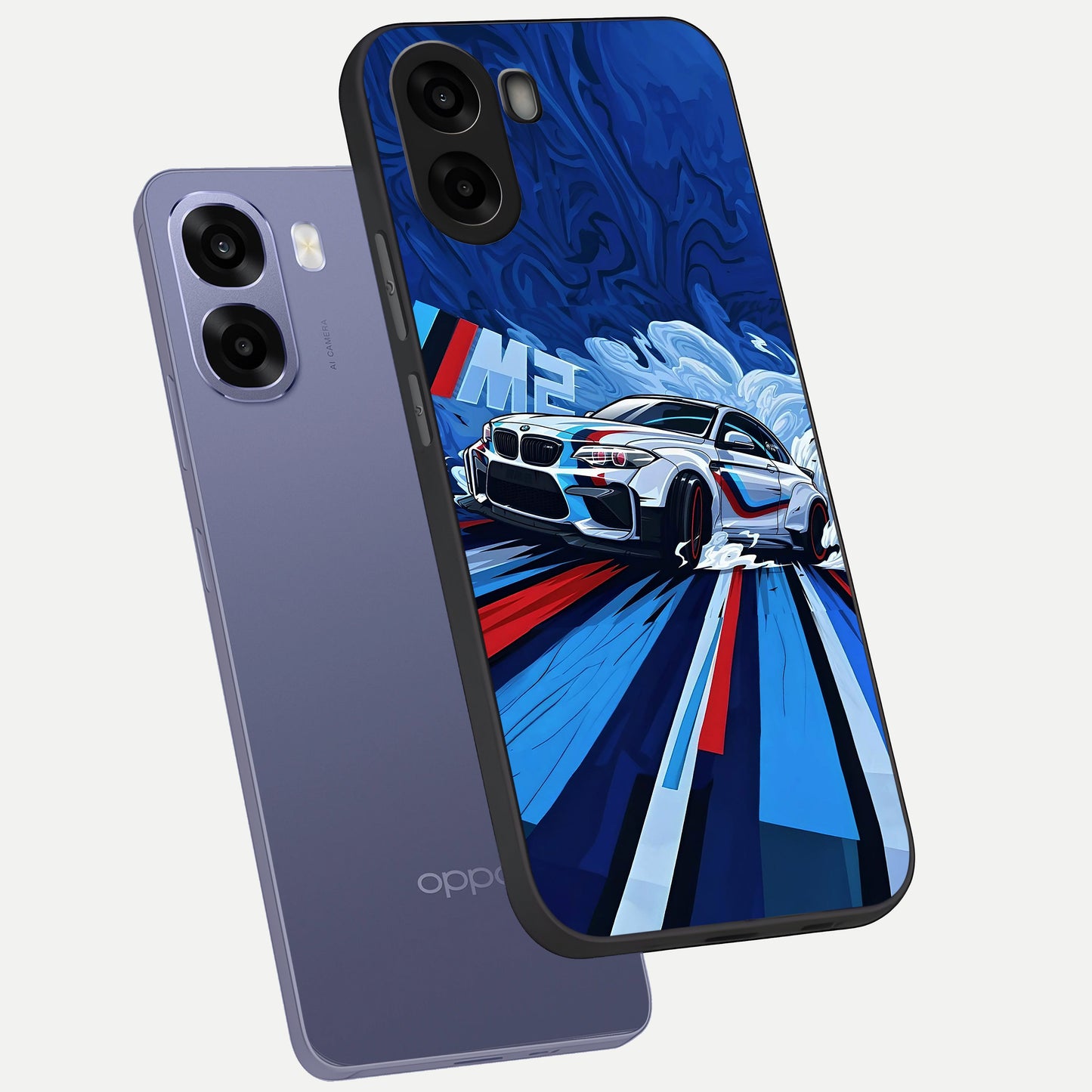  Drift Power Rush phone case For Oppo A6s showing premium glass back cover with detailed artwork