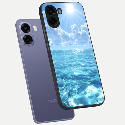  Endless Ocean Horizon phone case For Oppo A6s showing premium glass back cover with detailed artwork