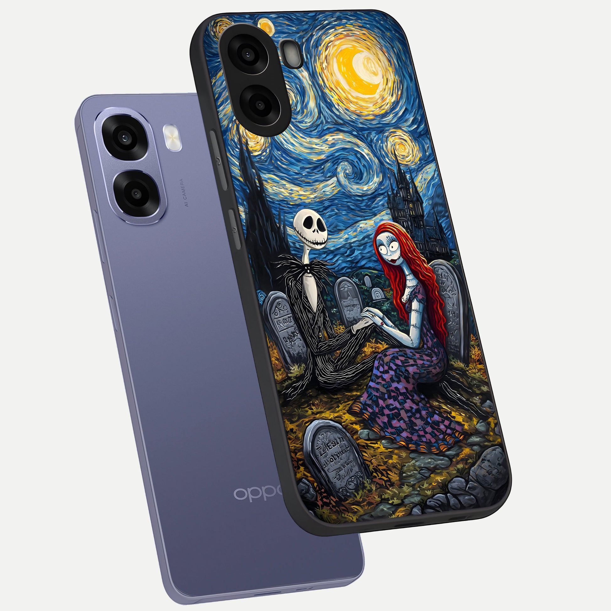  Eternal Night Love phone case For Oppo A6s showing premium glass back cover with detailed artwork