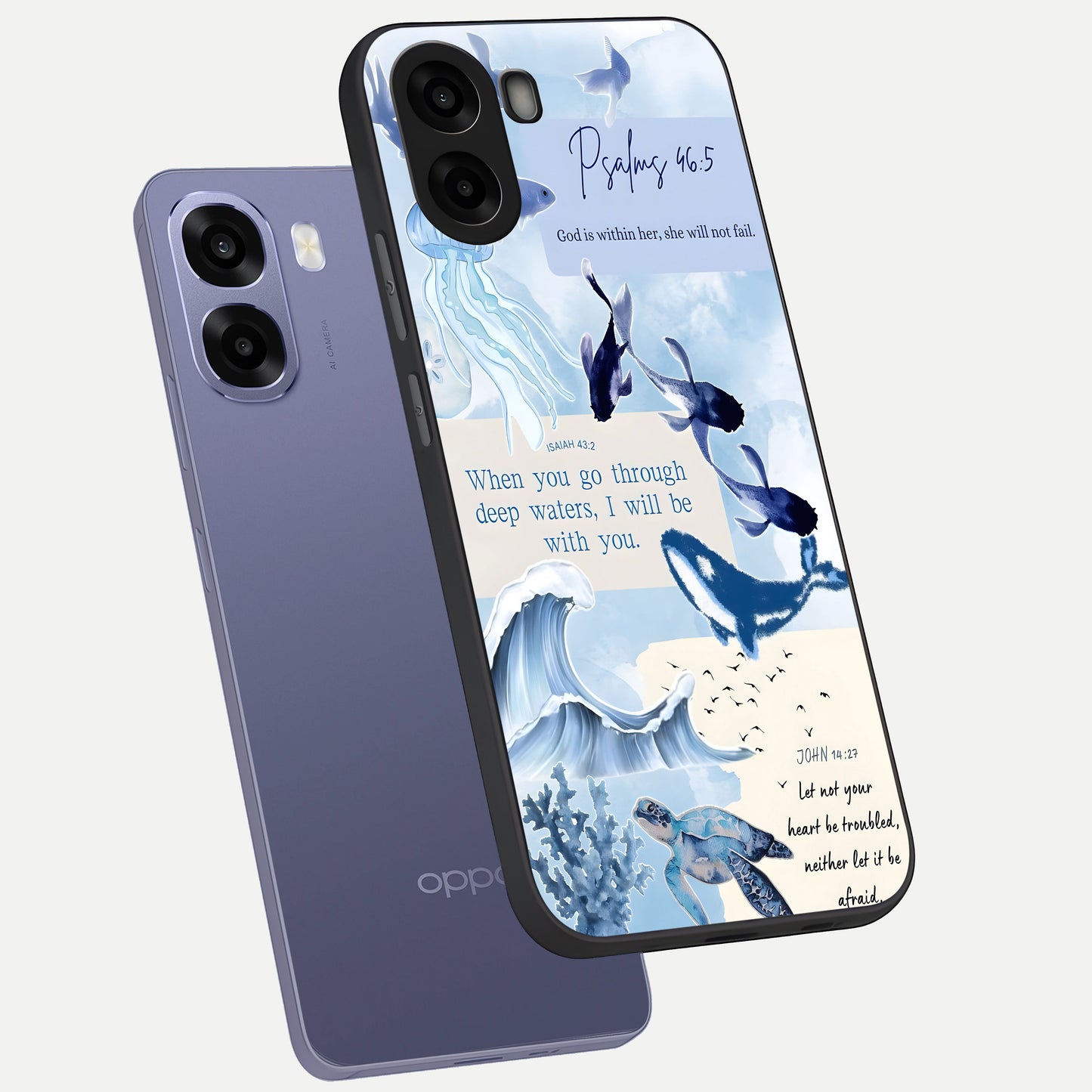  Faithful Ocean Promise phone case For Oppo A6s showing premium glass back cover with detailed artwork