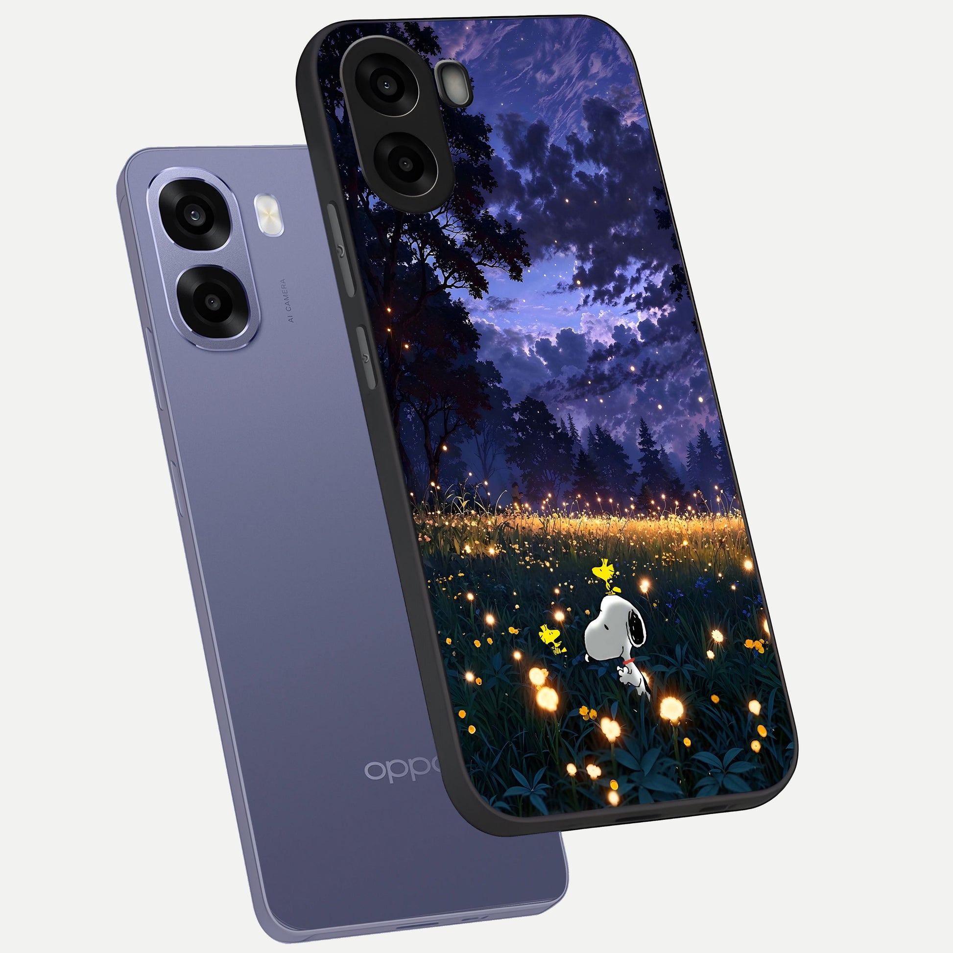  Firefly Meadow Magic phone case For Oppo A6s showing premium glass back cover with detailed artwork