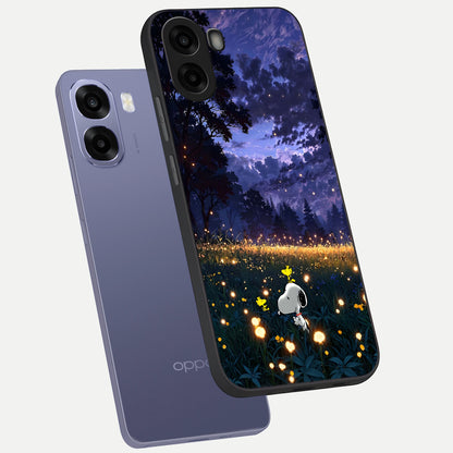  Firefly Meadow Magic phone case For Oppo A6s showing premium glass back cover with detailed artwork