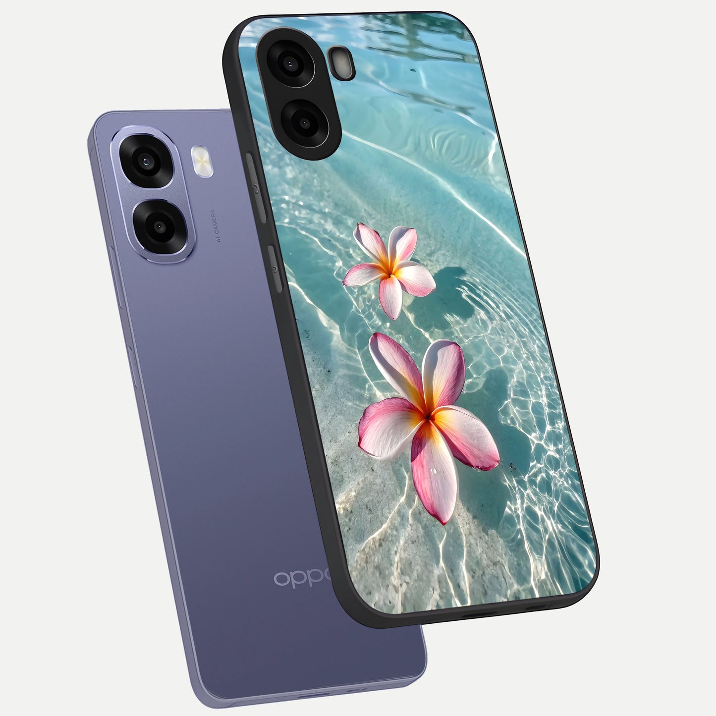  Floating Bloom Bliss phone case For Oppo A6s showing premium glass back cover with detailed artwork