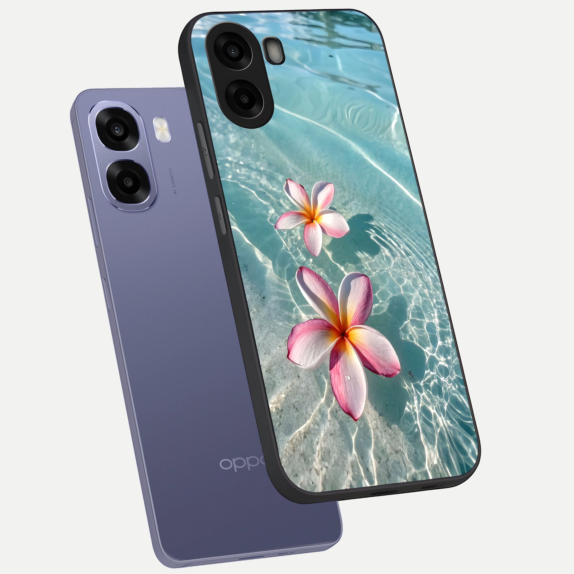  Floating Bloom Bliss phone case For Oppo A6s showing premium glass back cover with detailed artwork