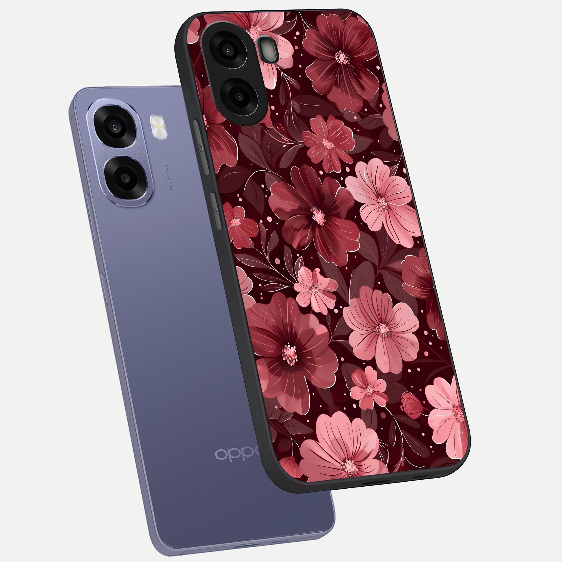  Flower Blush Bloom phone case For Oppo A6s showing premium glass back cover with detailed artwork