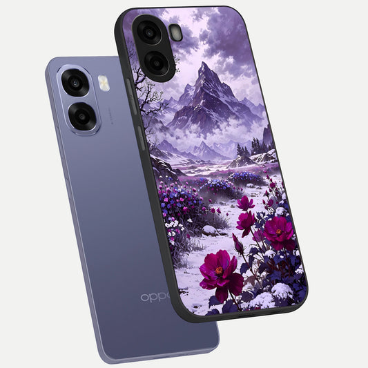  Flower Mountain View phone case For Oppo A6s showing premium glass back cover with detailed artwork