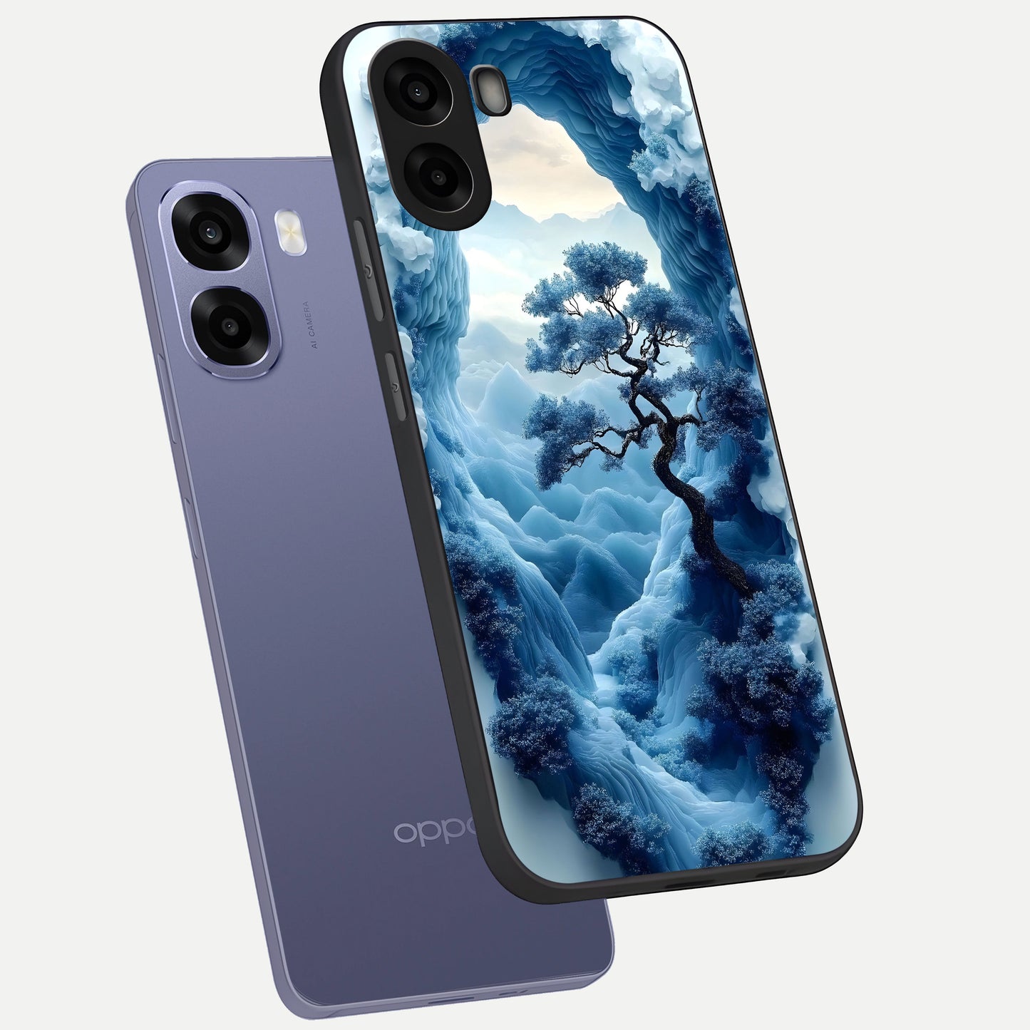  Frozen Serenity Gate phone case For Oppo A6s showing premium glass back cover with detailed artwork