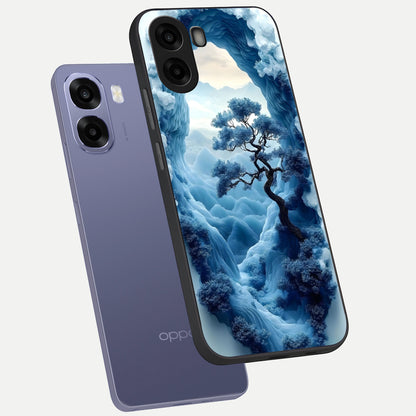  Frozen Serenity Gate phone case For Oppo A6s showing premium glass back cover with detailed artwork