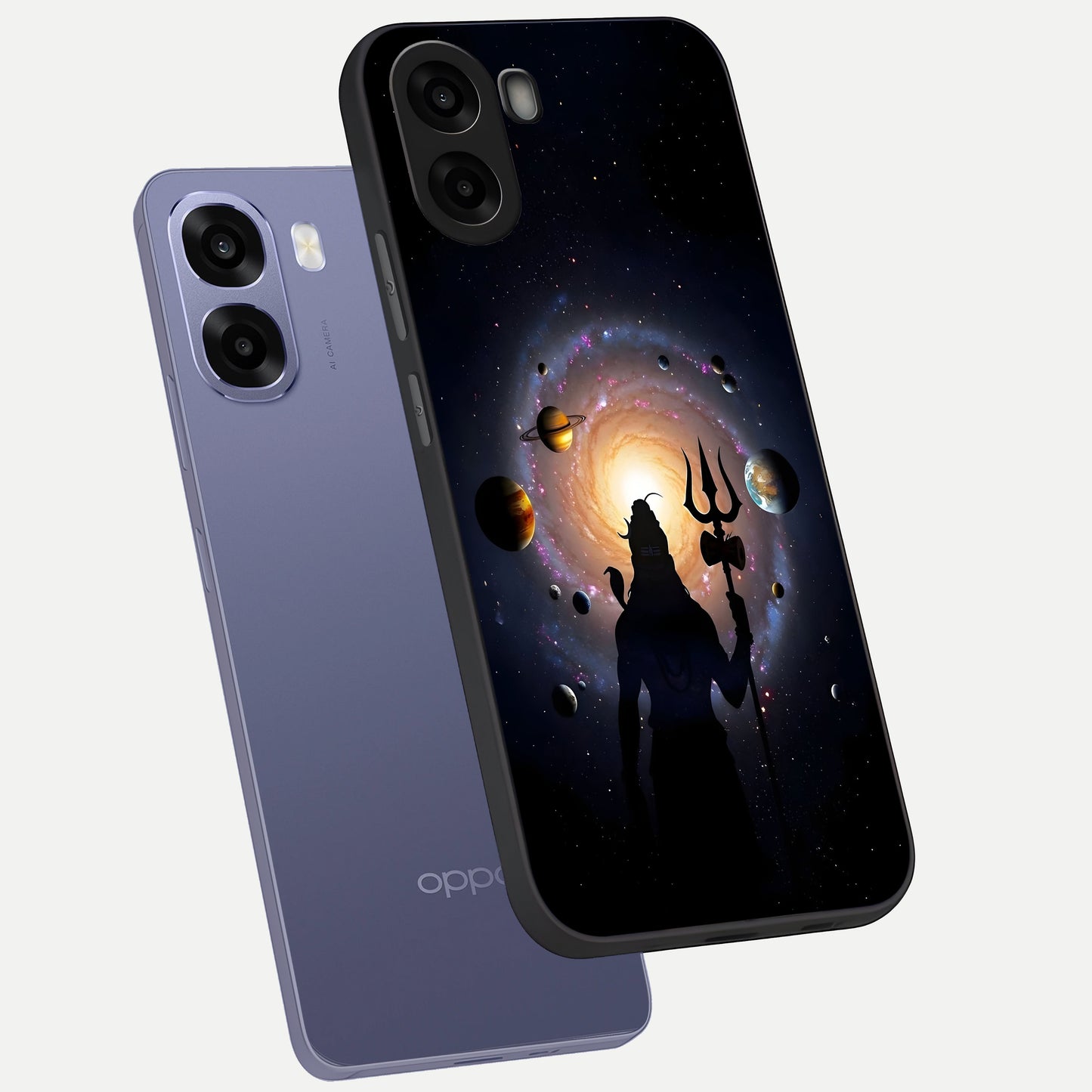  Galactic Shiva Vision phone case For Oppo A6s showing premium glass back cover with detailed artwork