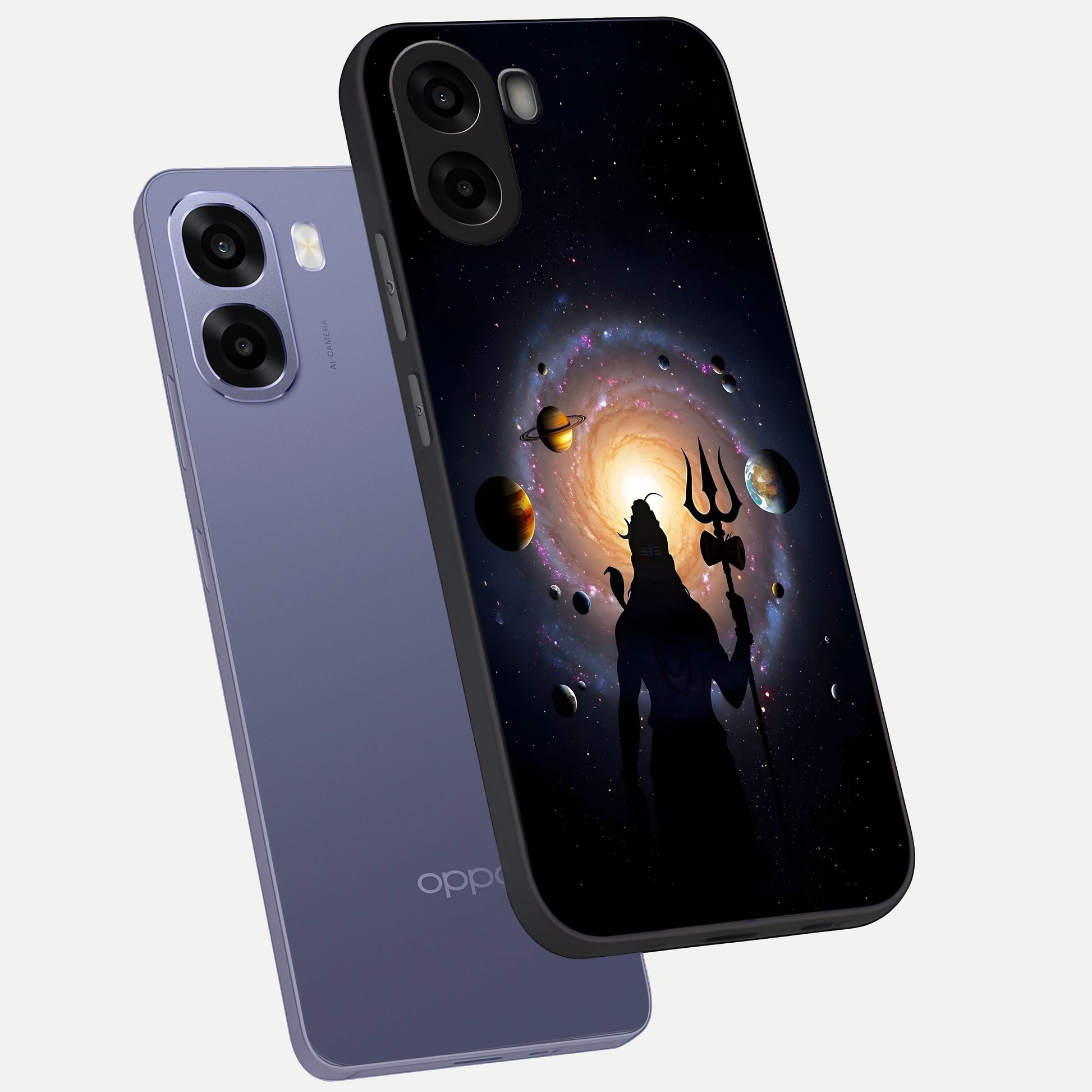  Galactic Shiva Vision phone case For Oppo A6s showing premium glass back cover with detailed artwork