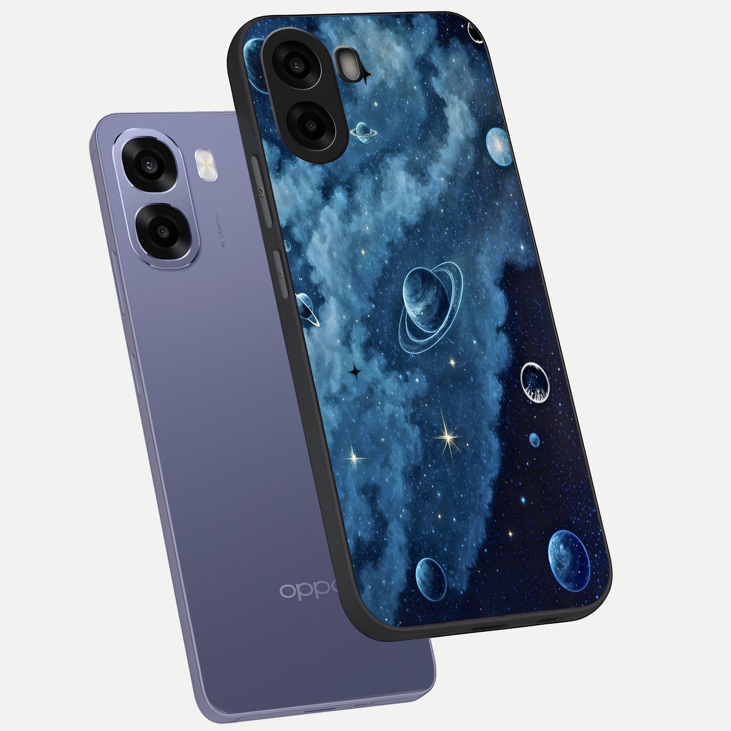  Galaxy Dream Space phone case For Oppo A6s showing premium glass back cover with detailed artwork