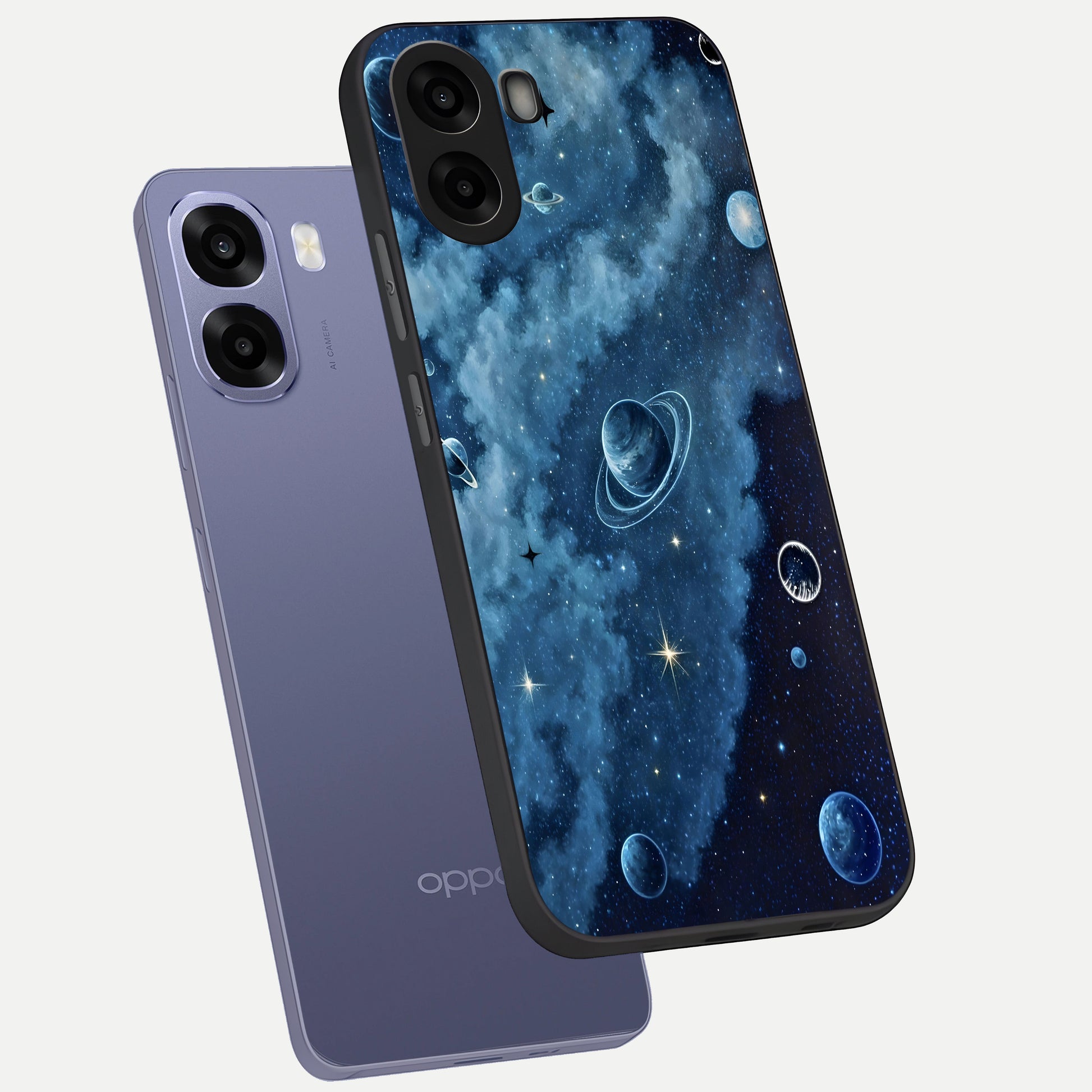  Galaxy Dream Space phone case For Oppo A6s showing premium glass back cover with detailed artwork