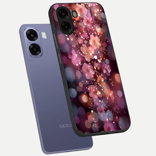  Glowing Petal Bliss phone case For Oppo A6s showing premium glass back cover with detailed artwork