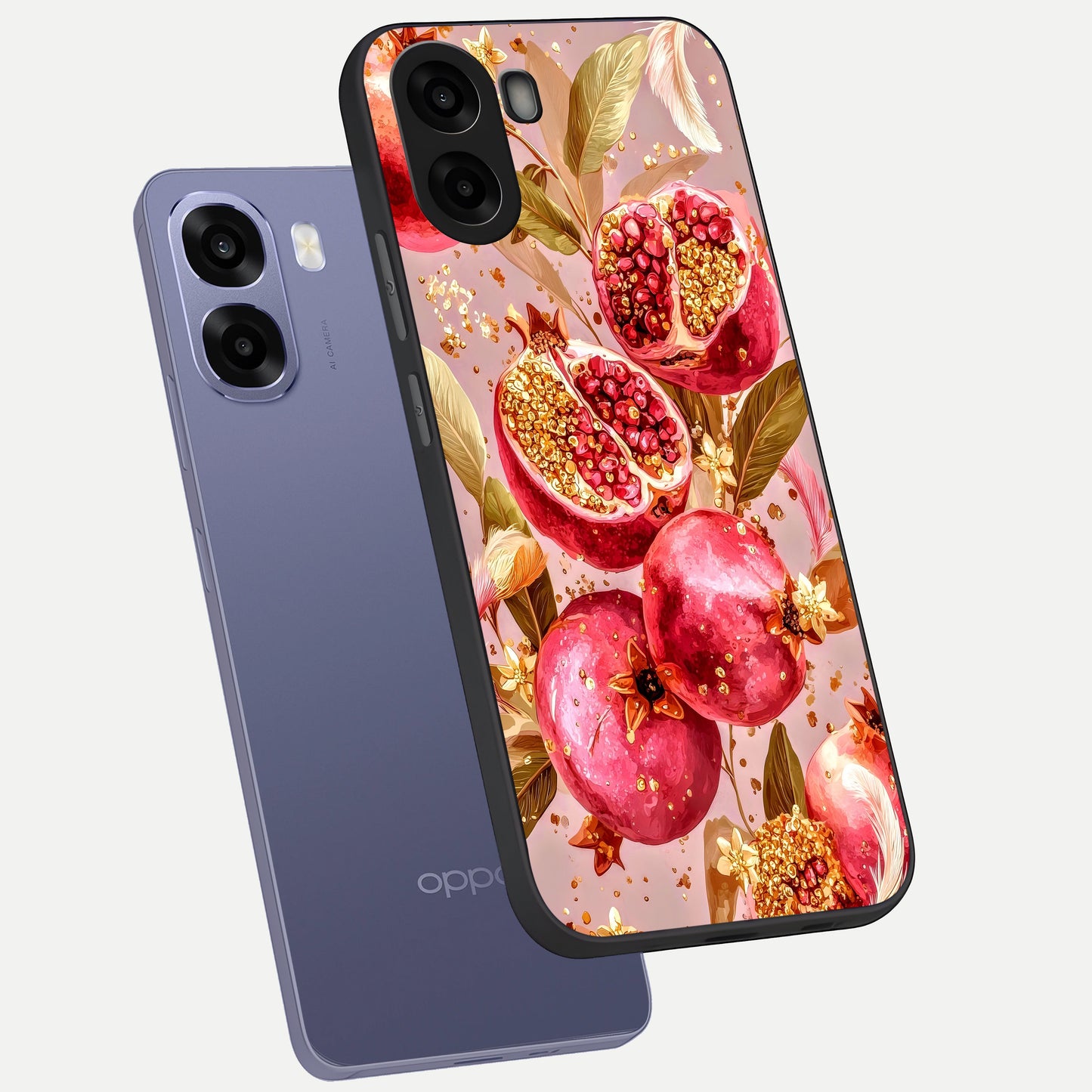  Golden Bloom Glow phone case For Oppo A6s showing premium glass back cover with detailed artwork