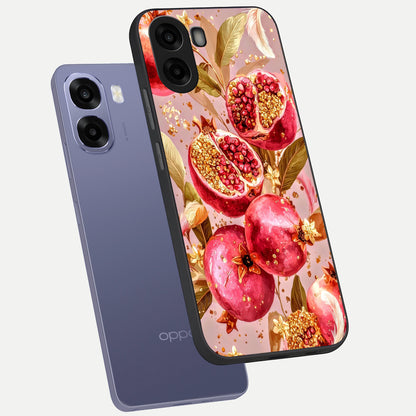  Golden Bloom Glow phone case For Oppo A6s showing premium glass back cover with detailed artwork