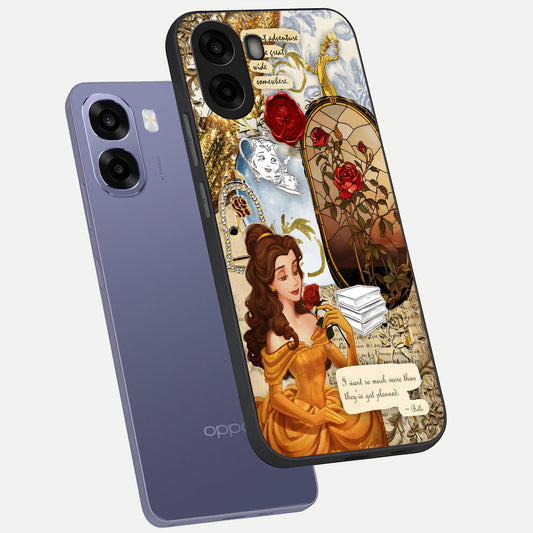  Golden Dream Belle phone case For Oppo A6s showing premium glass back cover with detailed artwork